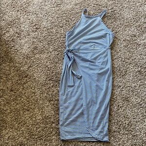 Striped Blue Midi Dress